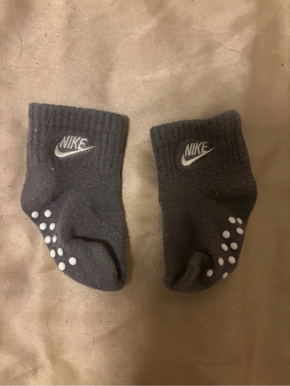 Nike Gray Baby Grippy Socks with White Logo- 2 pack